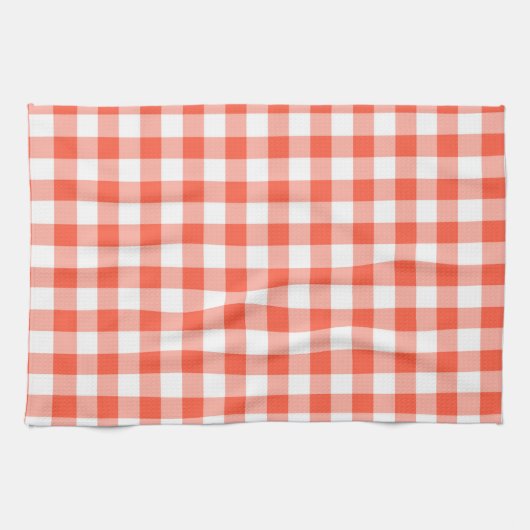 Orange und White Gingham Karo Pattern Küchentuch (Horizontal)