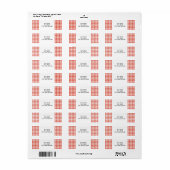 Orange- und White Gingham-Pattern-Adressetikett (Vorne)