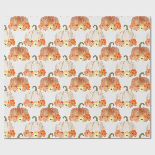 Orange und White Glittery Pumpkins Wrapping Paper Geschenkpapier (Flach)