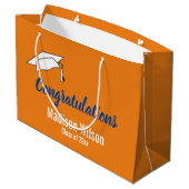 Orange und White Gratulationen Abschluss Große Geschenktüte (Rückseite Schrägansicht)