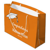 Orange und White Gratulationen Abschluss Große Geschenktüte (Rückseite Schrägansicht)