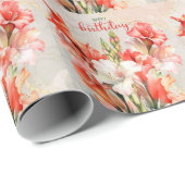 Orange und White Lilies Happy Birthday Geschenkpapier (Rolleneckpunkt)