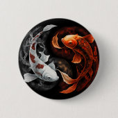 Orange und White Lucky Koi Fisch Japan Kunst Button (Vorderseite)