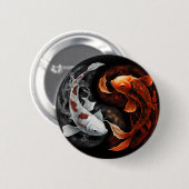 Orange und White Lucky Koi Fisch Japan Kunst Button (Vorne & Hinten)