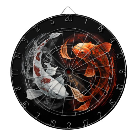 Orange und White Lucky Koi Fisch Japan Kunst Dartscheibe (vorne)