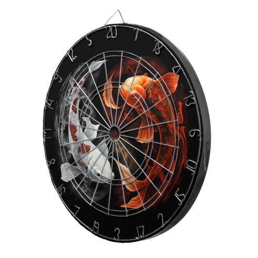 Orange und White Lucky Koi Fisch Japan Kunst Dartscheibe (Vorderseite rechts)