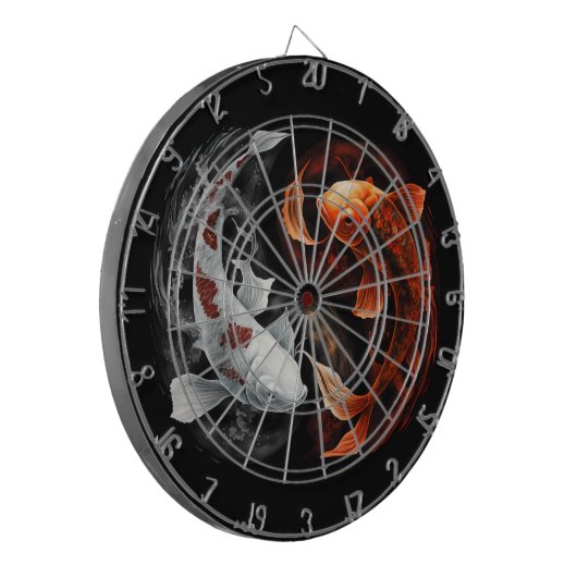 Orange und White Lucky Koi Fisch Japan Kunst Dartscheibe (Vorderseite Links)