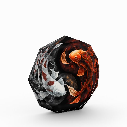 Orange und White Lucky Koi Fisch Japan Kunst Fotoblock (Links)