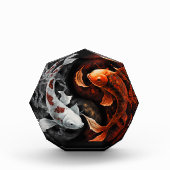 Orange und White Lucky Koi Fisch Japan Kunst Fotoblock (Vorderseite)