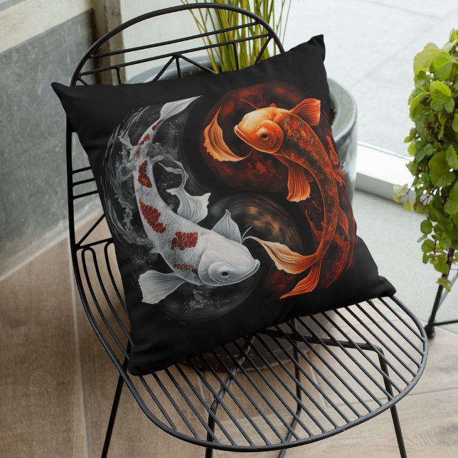Orange und White Lucky Koi Fisch Japan Kunst Kissen (Von Creator hochgeladen)