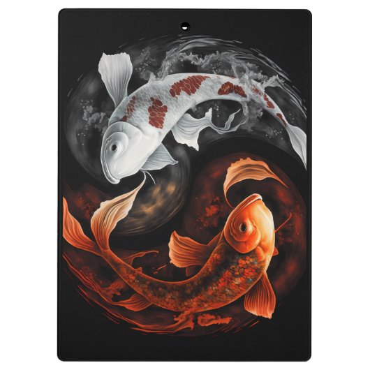 Orange und White Lucky Koi Fisch Japan Kunst Klemmbrett (Rückseite)