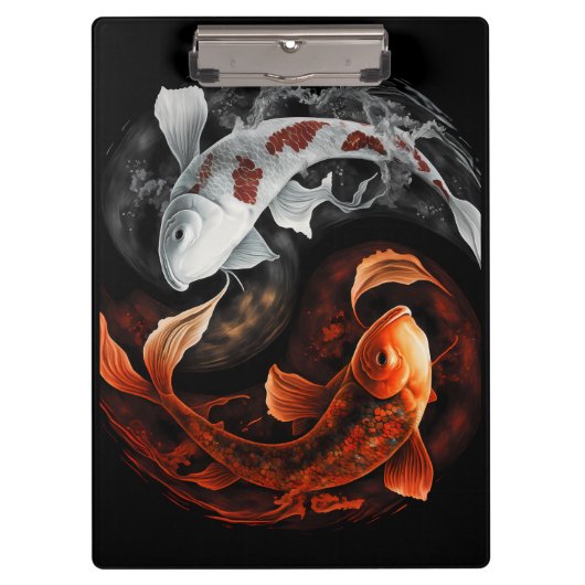 Orange und White Lucky Koi Fisch Japan Kunst Klemmbrett (Vorderseite)