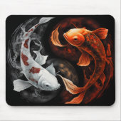 Orange und White Lucky Koi Fisch Japan Kunst Mousepad (Vorne)