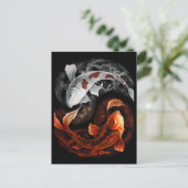 Orange und White Lucky Koi Fisch Japan Kunst Postkarte (Stehend Vorderseite)