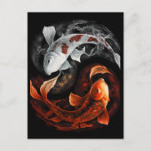 Orange und White Lucky Koi Fisch Japan Kunst Postkarte (Vorderseite)