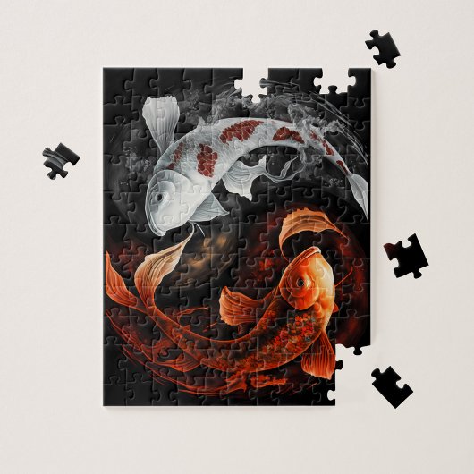 Orange und White Lucky Koi Fisch Japan Kunst Puzzle
