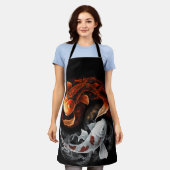 Orange und White Lucky Koi Fisch Japan Kunst Schürze (Getragen)