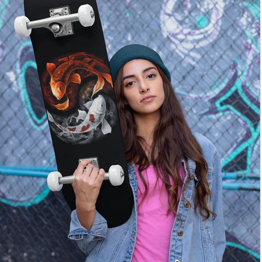 Orange und White Lucky Koi Fisch Japan Kunst Skateboard