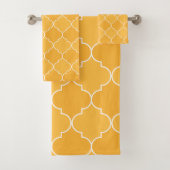 Orange und White marokkanische Trellis Quatrefoil Badhandtuch Set (Insitu)