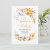 Orange und White Orchids Blume Boho Wedding Einladung (Stehend Vorderseite)