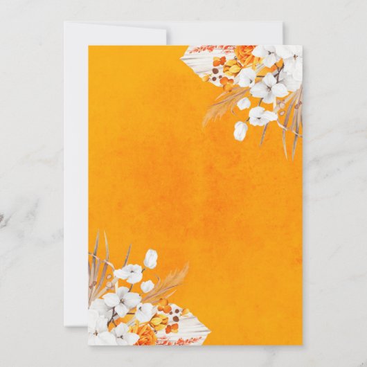 Orange und White Orchids Blume Boho Wedding Einladung (Rückseite)