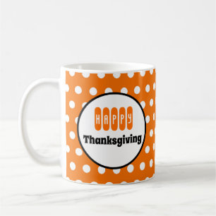 Orange und White Polka Dot Erntedank Kaffeetasse