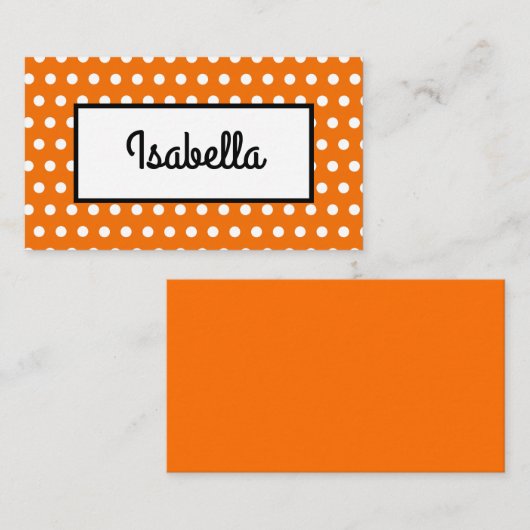 Orange und White Polka Dot Erntedank Platzkarte (Vorne/Hinten)