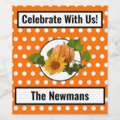 Orange und White Polka Dot Erntedank Weinetikett (Einzelnes Label)