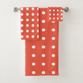 Orange und White Polka Dots Badhandtuch Set