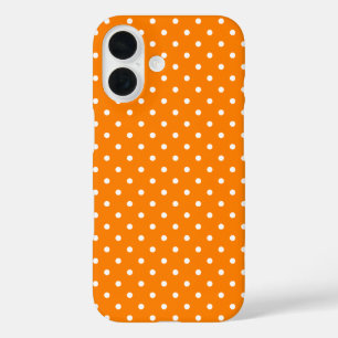 Orange und White Polka Dots iPhone 16 Hülle