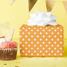 Orange und White Polka Dots Geschenkpapier
