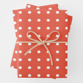 Orange und White Polka Dots Geschenkpapier Set