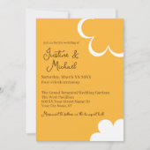 Orange und White Retro Blume Hochzeit Einladung (Vorderseite)