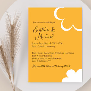 Orange und White Retro Blume Hochzeit Einladung