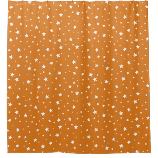 Orange und White Stars Celestial Sky Duschvorhang (Vorderseite)