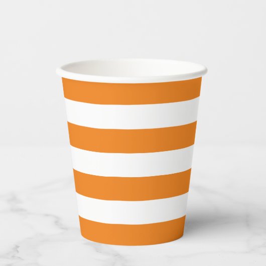 Orange und White Strip Papier Becher (Vorderseite)