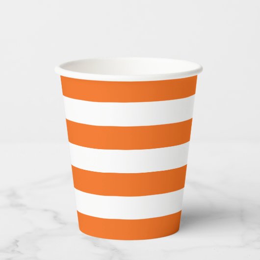 Orange und White Strip Papier Becher (Vorderseite)