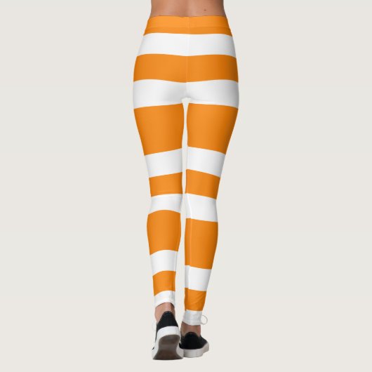 Orange und White Stripes Muster Halloween Leggings (Rückseite)