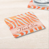Orange und White Zebra Muster Vielen Dank Rechteckiger Pappuntersetzer (angewinkelt)