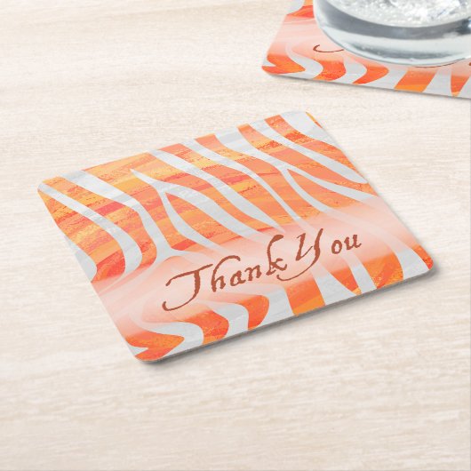 Orange und White Zebra Muster Vielen Dank Rechteckiger Pappuntersetzer (angewinkelt)