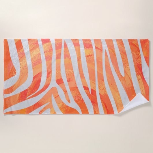 Orange und White Zebra Strandtuch (Vorderseite)