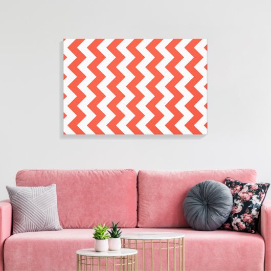 Orange und White Zigzag Leinwanddruck (Insitu (Wohnzimmer))