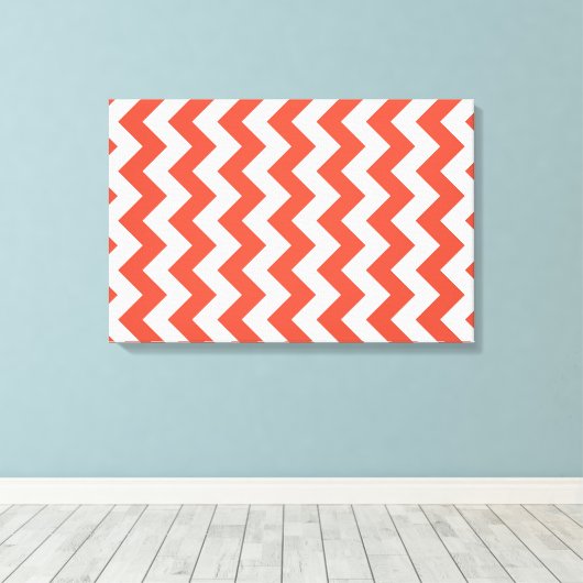 Orange und White Zigzag Leinwanddruck (Insitu (Holzboden))