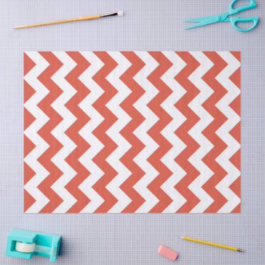 Orange und White Zigzag Tissue Paper Seidenpapier (Basteln)