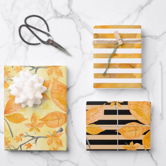 ORANGE- UND YELLOW-AUTUMNSTÜCKE GESCHENKPAPIER SET (Vorderseite)