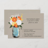 Orange und Yellow Citrus Bloom Mason Jar | UAWG RSVP Karte (Vorne/Hinten)