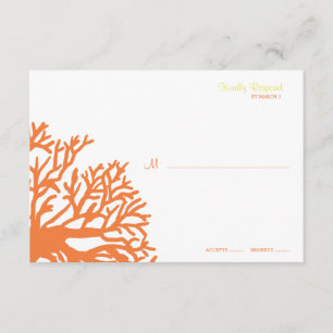Orange und Yellow Tropical Coral Wedding Rsvp Karte