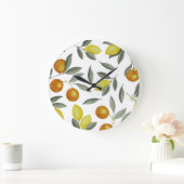 Orange und Zitrone Große Wanduhr (Zuhause)