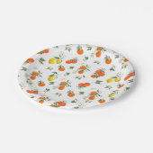 Orange- und Zitronenmuster weiß Pappteller (Schrägansicht)