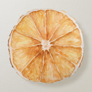 Orange- und Zitronenscheiben-Frucht Rundes Kissen